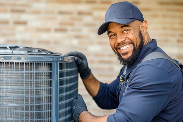 Tech working on an hvac unit